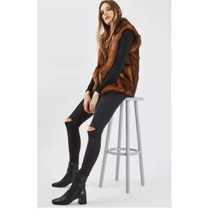 Topshop Moto Leigh Black Distressed Knee Skinny Jeans Women's Size W30‎ L30